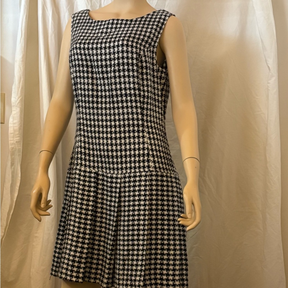 La Belle Monochrome Vintage, Houndstooth Midi Dress